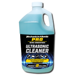Mechanic in a Bottle PRO Ultrasonic Cleaner & Degreaser, Makes Up to 8 Gallons, Carburetor Cleaner, Cleans Fuel Injector, Engine Part, Plastic. Water-Based Made in USA, 128 oz